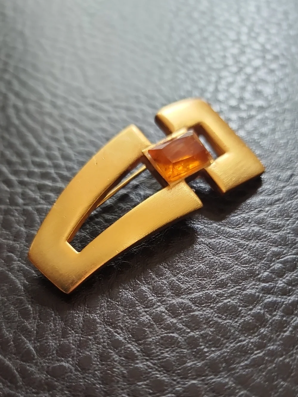 Gold-Tone Anne Klein Brooch with Amber Accent